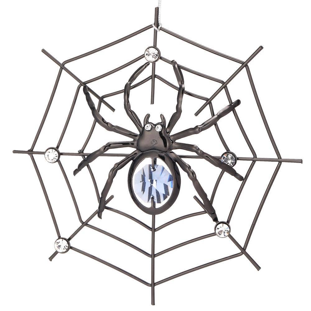 Matashi - Wholesale Ornament - Matashi Black Spider Ornament with Crystal Accents0