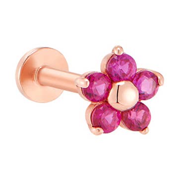 Ruby Flower Labret Piercing- 14K guld för wholesale av Musemond