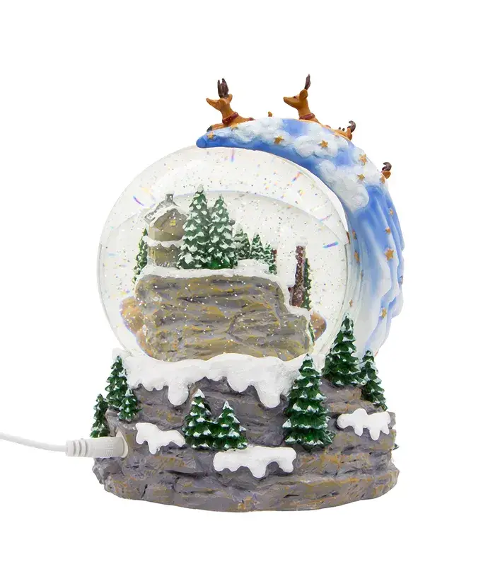 Kurt S. Adler, Inc. - Vente Décorations de table - Boule à eau musicale à piles avec père Noël et traîneau5