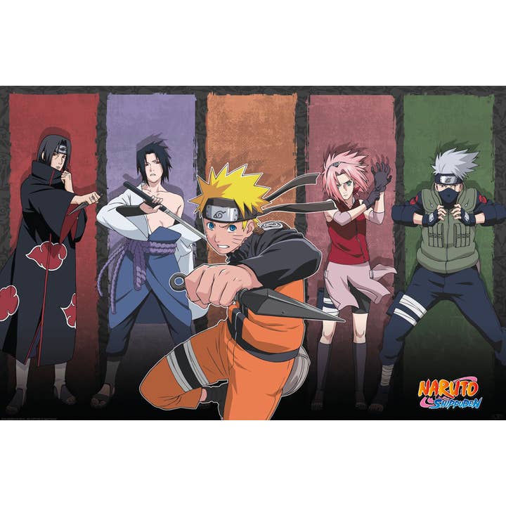 Close Up GmbH - Venta al por mayor Pósteres - Póster Naruto Shippuden, Naruto y sus aliados, 61 x 91,5 cm