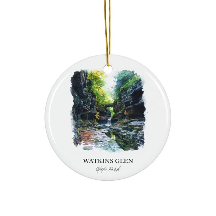 Premium Travel Art - Wholesale Ornament - Watkins Glen Ornament | Durable Ceramic | Holiday