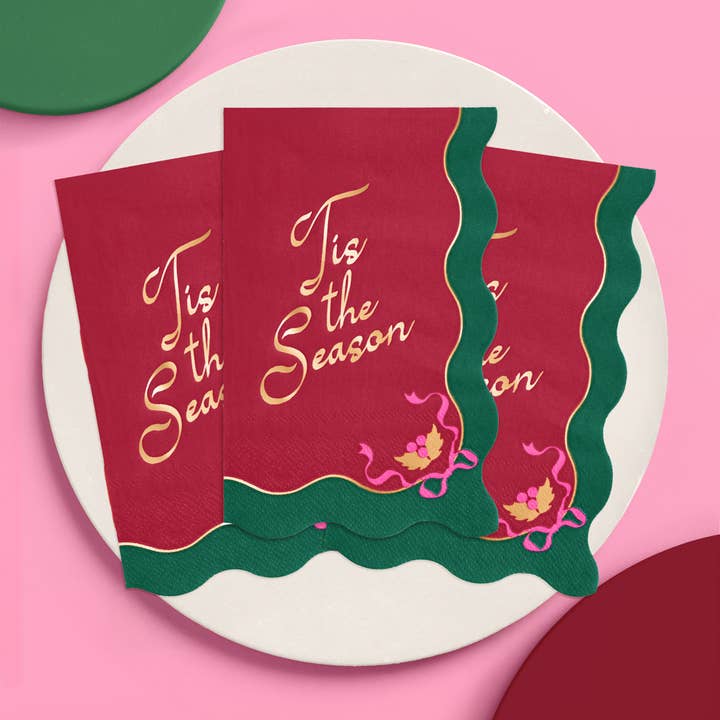 xo, Fetti - Wholesale Disposable Napkin - Tis the Season Napkins - 50 rectangle napkins - Christmas