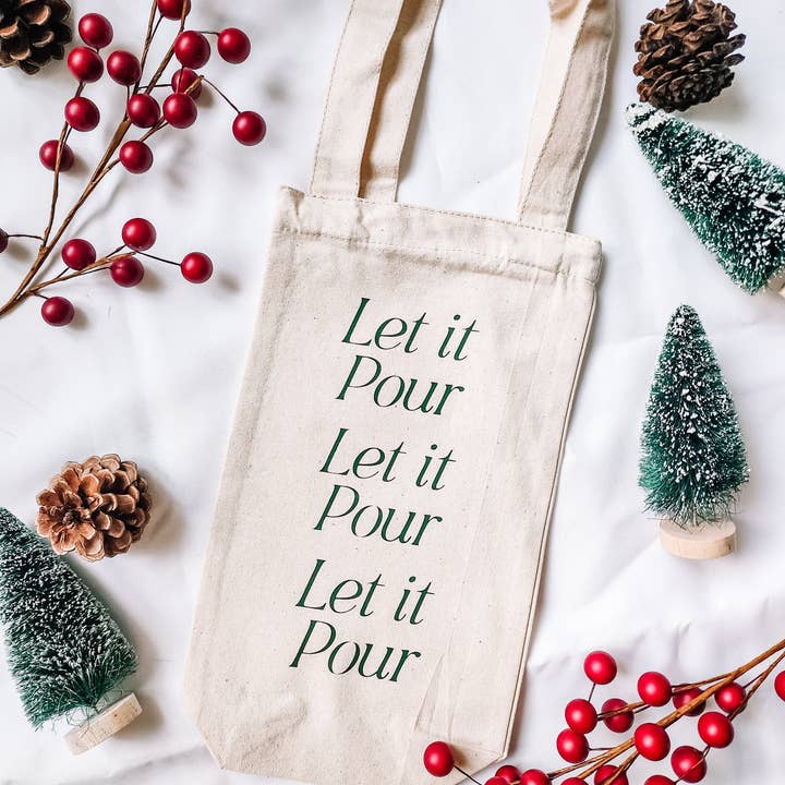 Vienna Design LLC - Wholesale Tote Bag - Unisex - let it pour wine tote