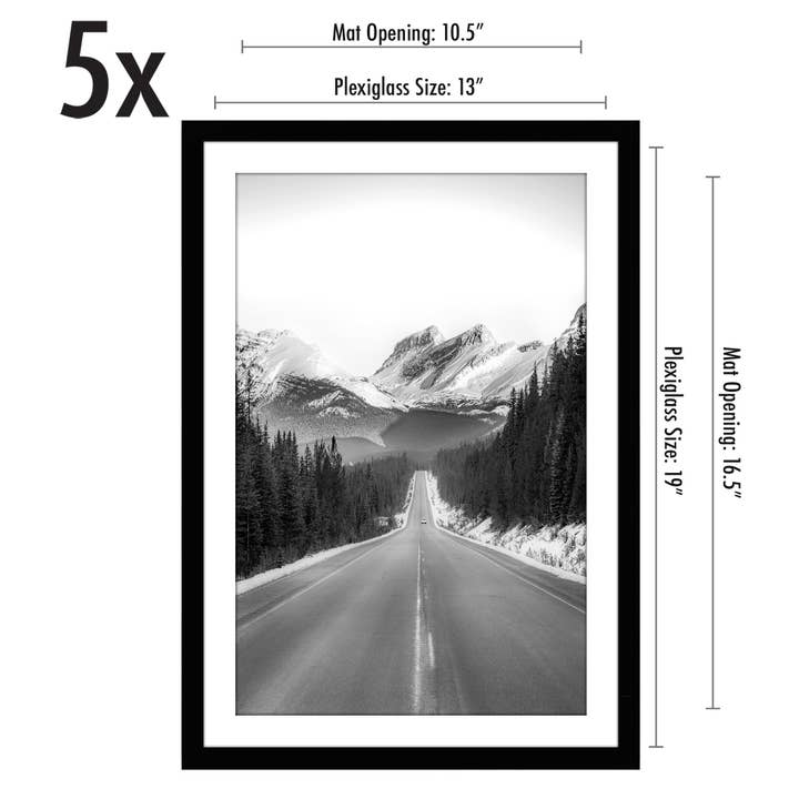 Americanflat - Wholesale Picture Frame - Americanflat Picture Frame with Mat Slim Molding (5 Pack)121