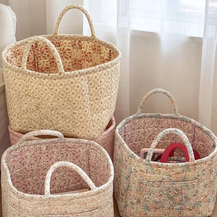 Quilted Floral Laundry Basket Boho Storage basket for wholesale by MKS America
