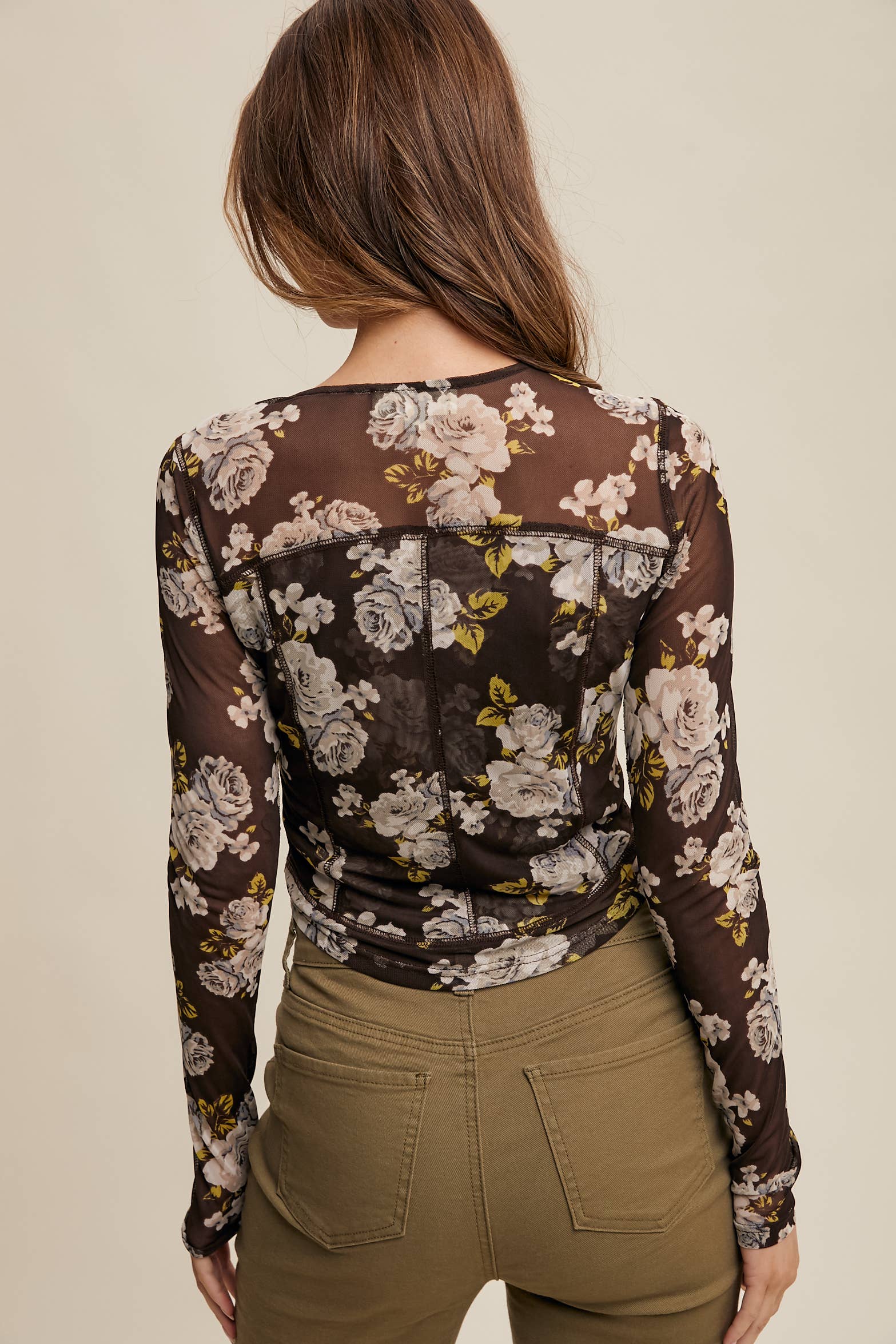 Listicle - Wholesale T-Shirt - Women's - Floral Mesh Long Sleeve Layering Top55