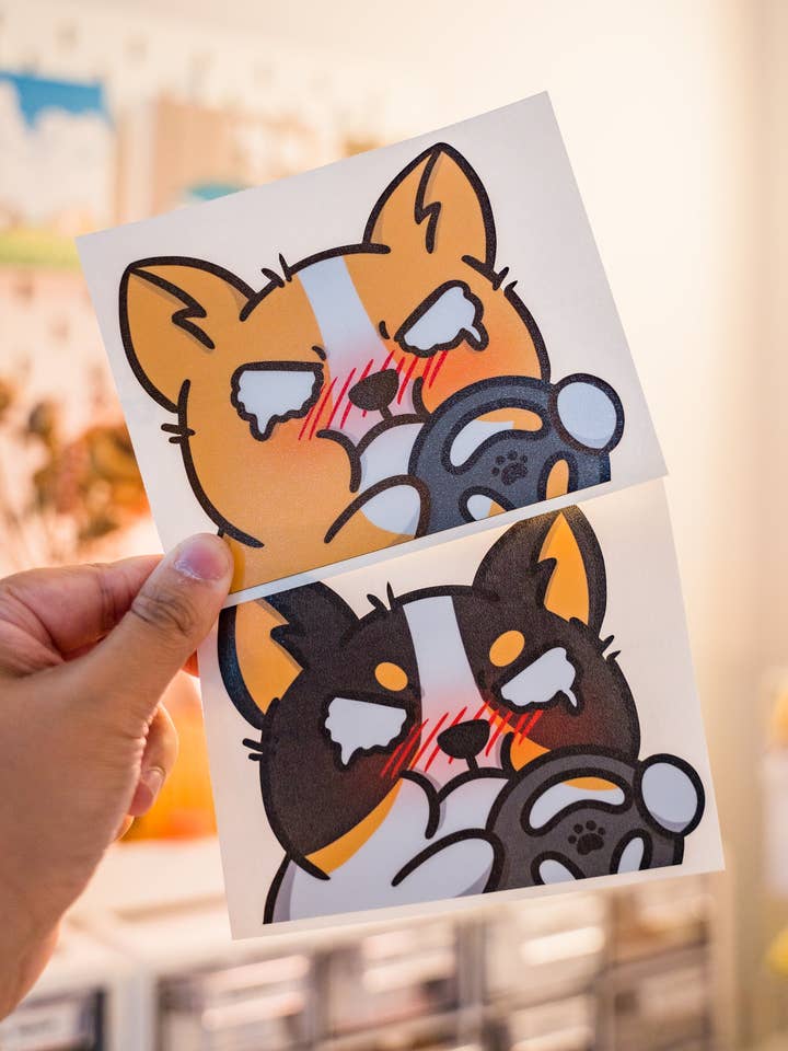 Cry Baby Road Rage Corgi Peeker Decal Sticker for wholesale by LittleCorgo