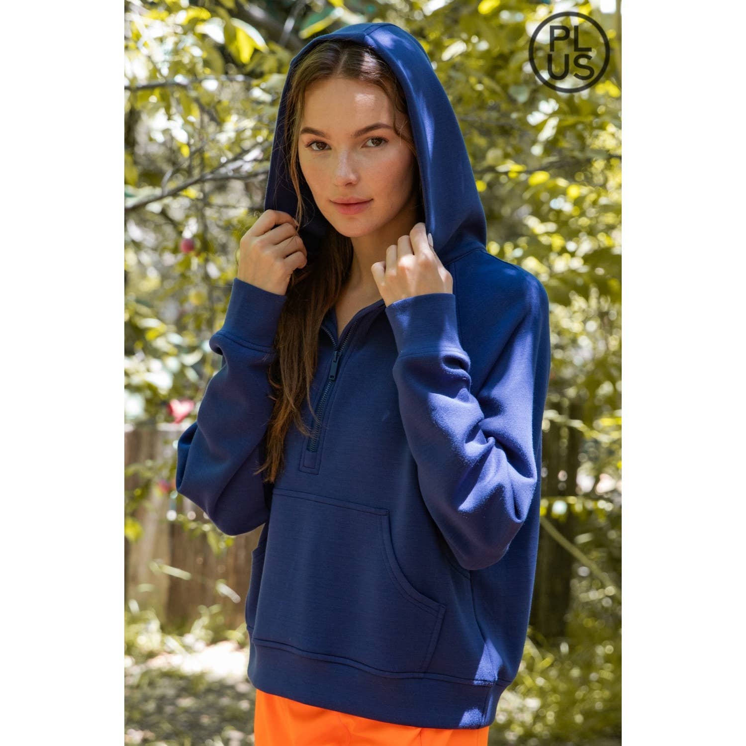 Rae Mode - Vente Veste de sport – femme - VESTE À CAPUCHE QUART DE ZIP EN SCUBA MODAL GRANDE TAILLE24