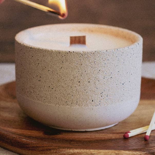 Botanical Soy Wax Candle with Wooden Wick for wholesale by Bobella Co.