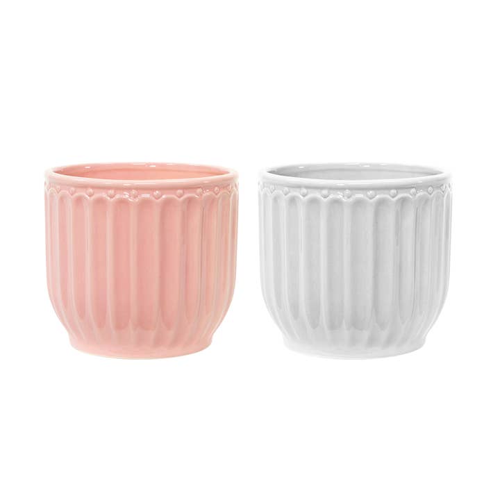 5"D Ribbed Glossy Ceramic Hem Pot - Valentine's Day for wholesale by Jacobson