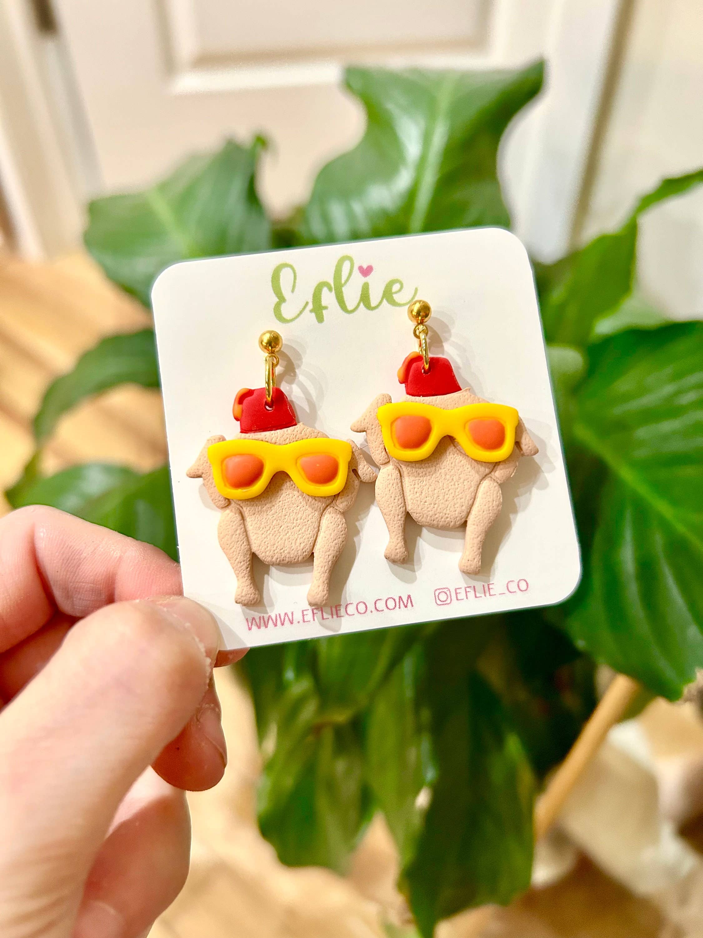 Eflie - Vendita all'ingrosso Orecchini pendenti - Divertenti orecchini pendenti ispirati a Thanksgiving Turkey Friends