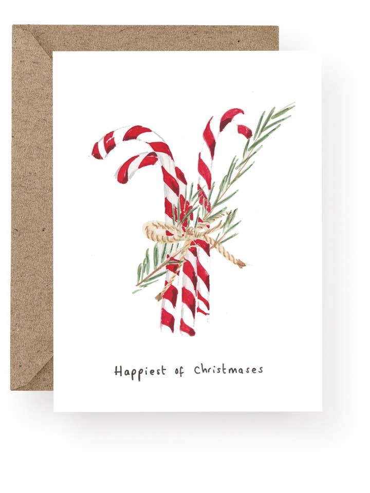 WS161 Candy Cane Christmas Card for wholesale by Western Sketch
