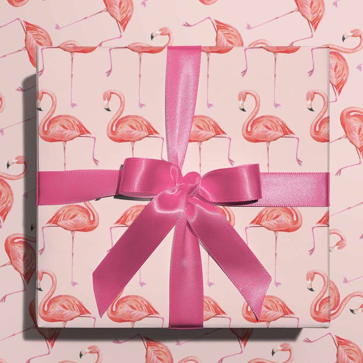 Flamencos extravagantes, Papel de regalo, hoja individual, 50x70cm para venta al por mayor de By Antonia Illustration