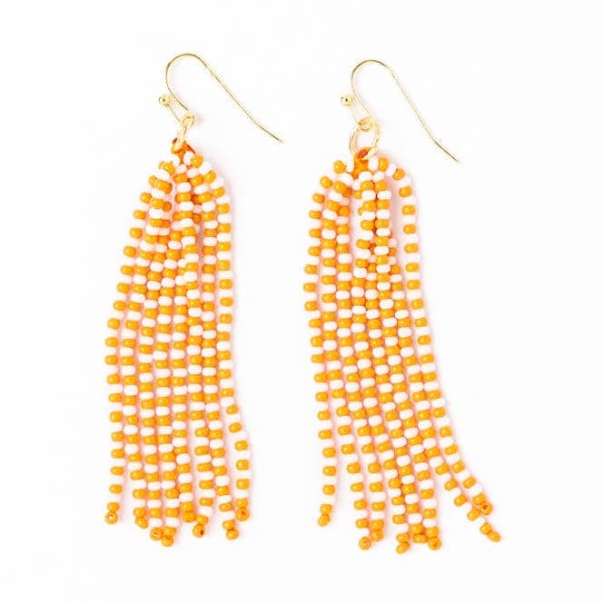 Orecchini con nappine e perline a forma di semi per il giorno della partita Arancione + Bianco all'ingrosso per la vendita all'ingrosso da parte di INK + ALLOY