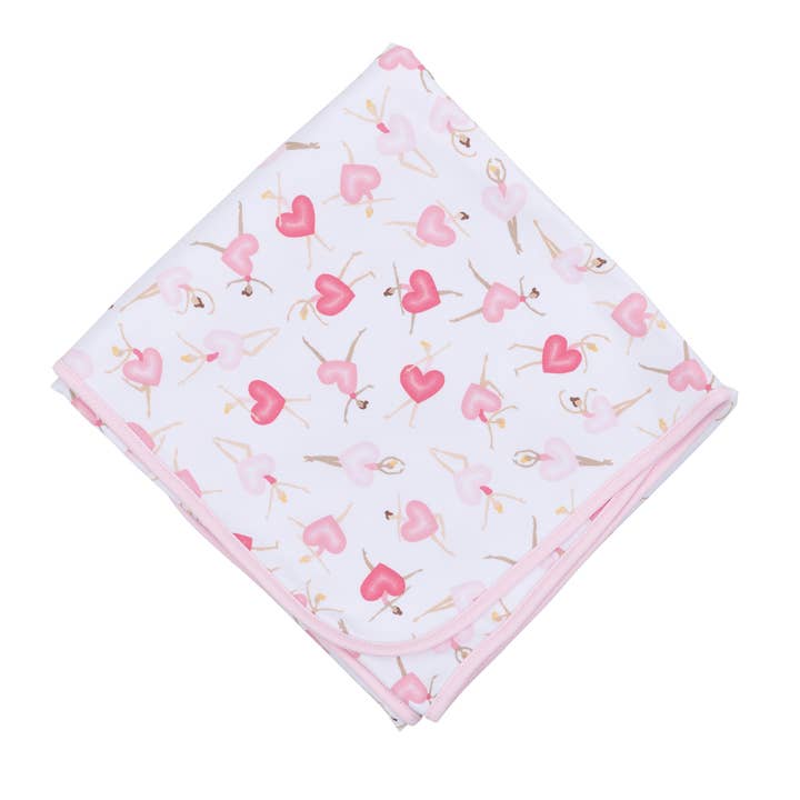 Dancing Hearts Receiving Blanket for wholesale by Magnolia Baby