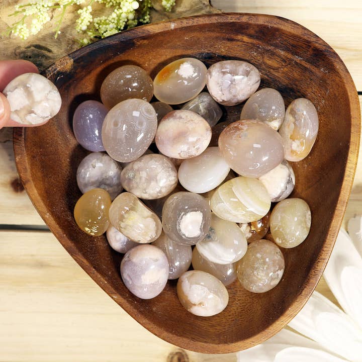 Natures Artifacts Inc – wholesale Spiritual stone/crystal – 1 lb Cherry Blossom Agate Tumbled Stones| Flower Agate3