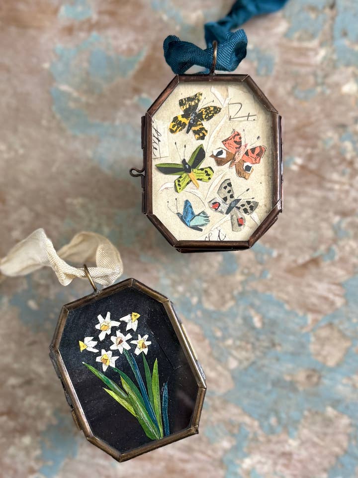 Butterfly Waltz ~ Art Locket Garden Vintage Decor Handmade for wholesale by Maris Mirum