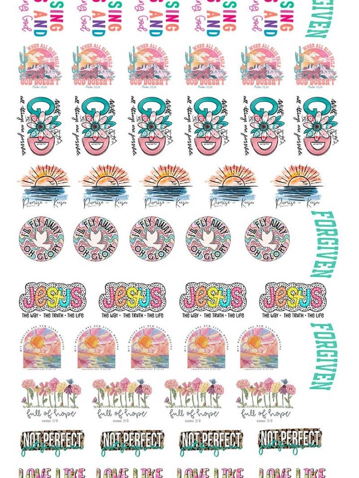 22 x 36 Religious Version 2 Pre-Made Hat Gang Sheet for wholesale by Wholesale Accessory Market