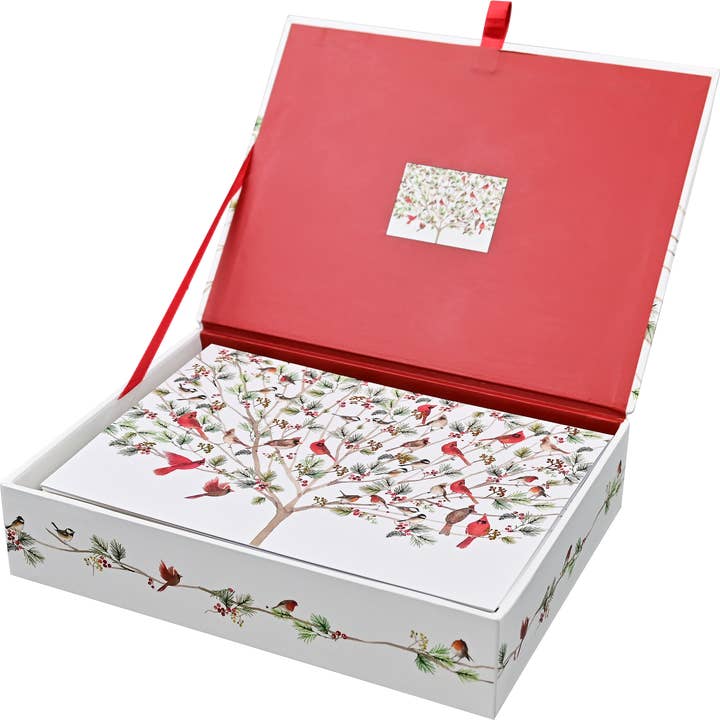 Peter Pauper Press - Wholesale Season's Greetings Card - A Merry Perch Deluxe Boxed Holiday Cards