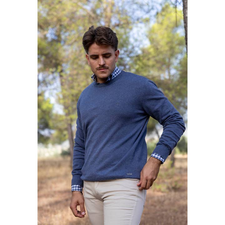 Basic Indigo Blue Round Neck Jersey for wholesale by Custi Mikelo: Men's Clothing & Christmas Gifts