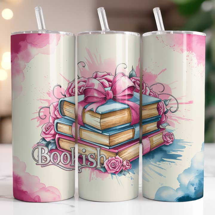 Bookish 20oz slank tumbler for engroshandel hos Dogwood Graphics & Design