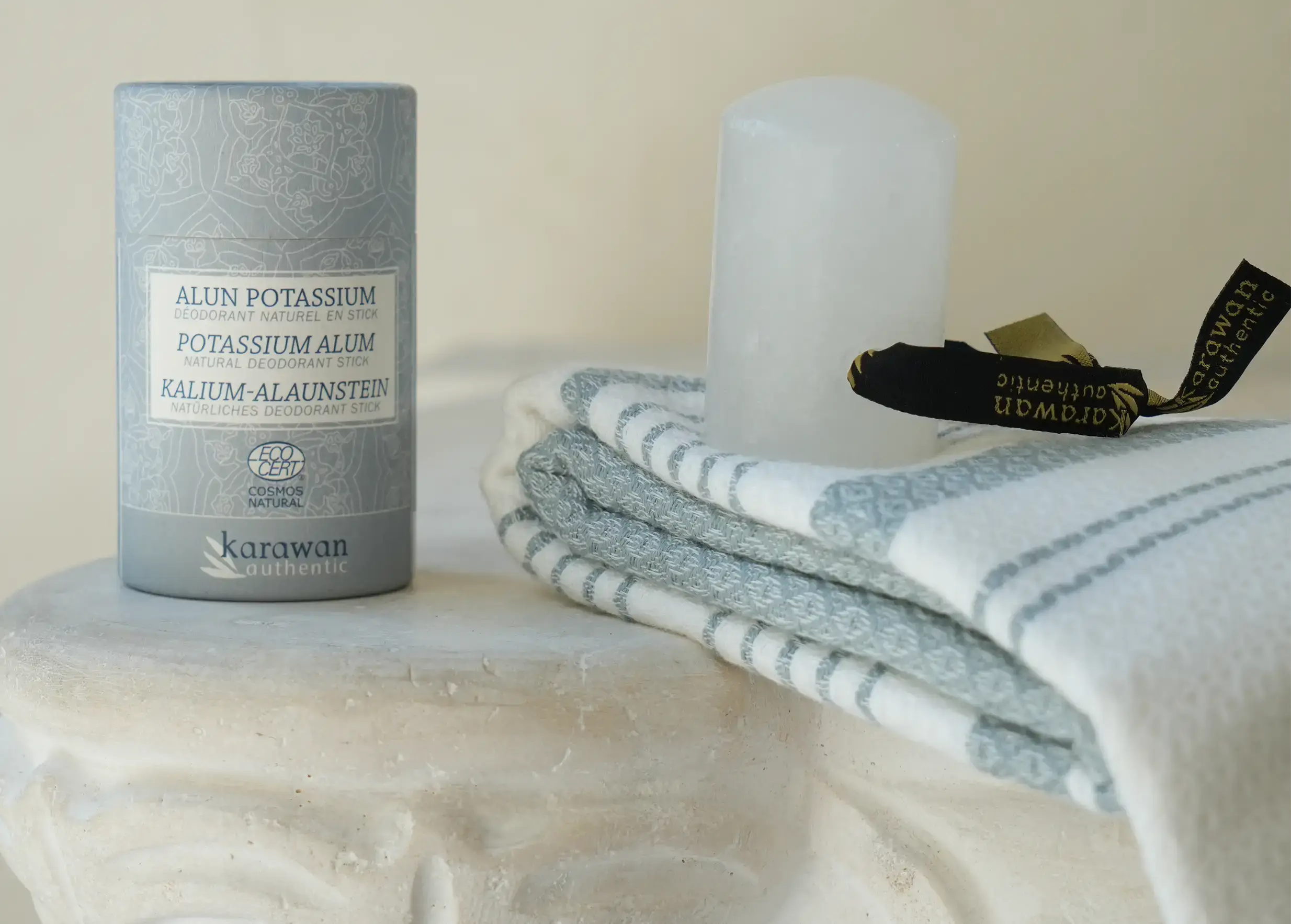 Karawan Authentic – wholesale Deodorant – Unisex – POTASSIUM ALUM STONE IN STICK - COSMOS NATURAL CERTIFIED1