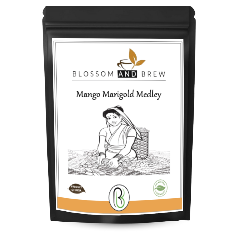Blossom & Brew – wholesale Löst te – Grönt te-mango ringblomma medley, fruktig och blommig blandning0