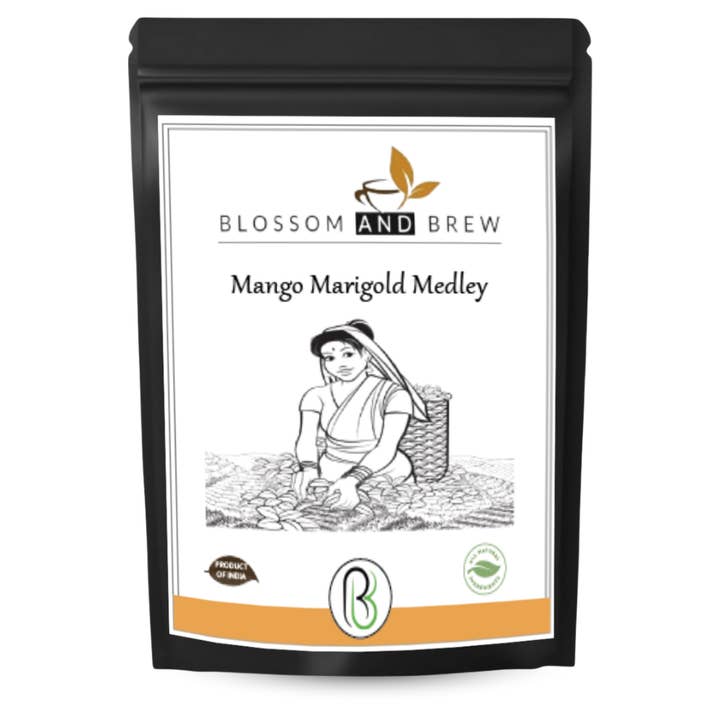Blossom & Brew - Vente Thé en vrac - Mélange de thé vert-mangue et souci, mélange fruité et floral