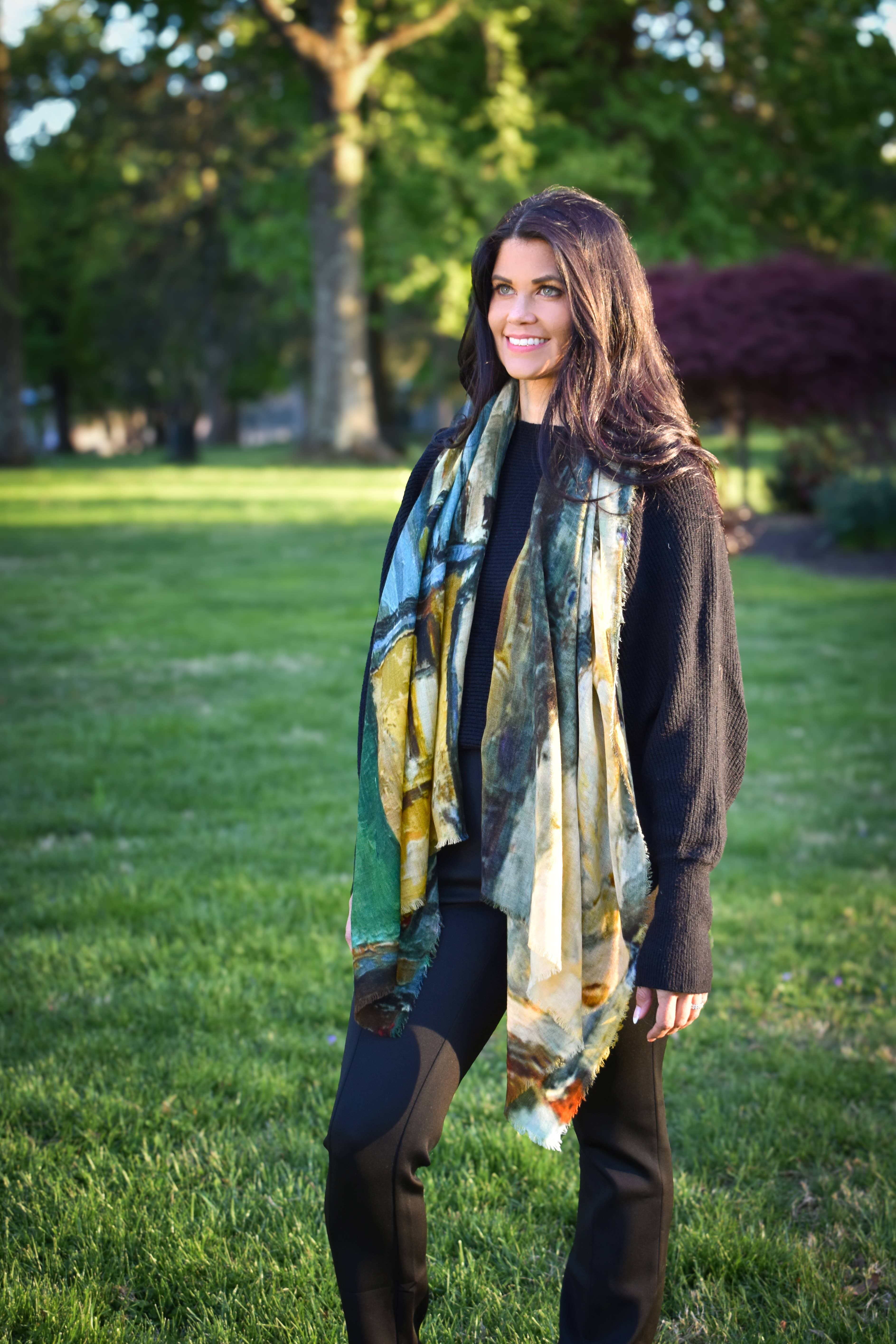 Dupatta Designs - Wholesale Scarf - Women's - Fiddler's Roof Painterly Wool Scarf4