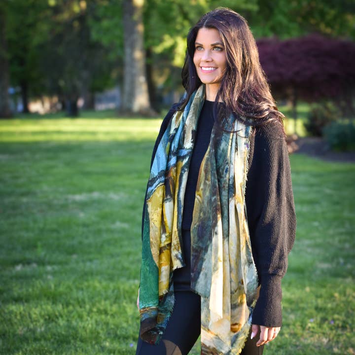 Dupatta Designs - Wholesale Scarf - Women's - Fiddler's Roof Painterly Wool Scarf4