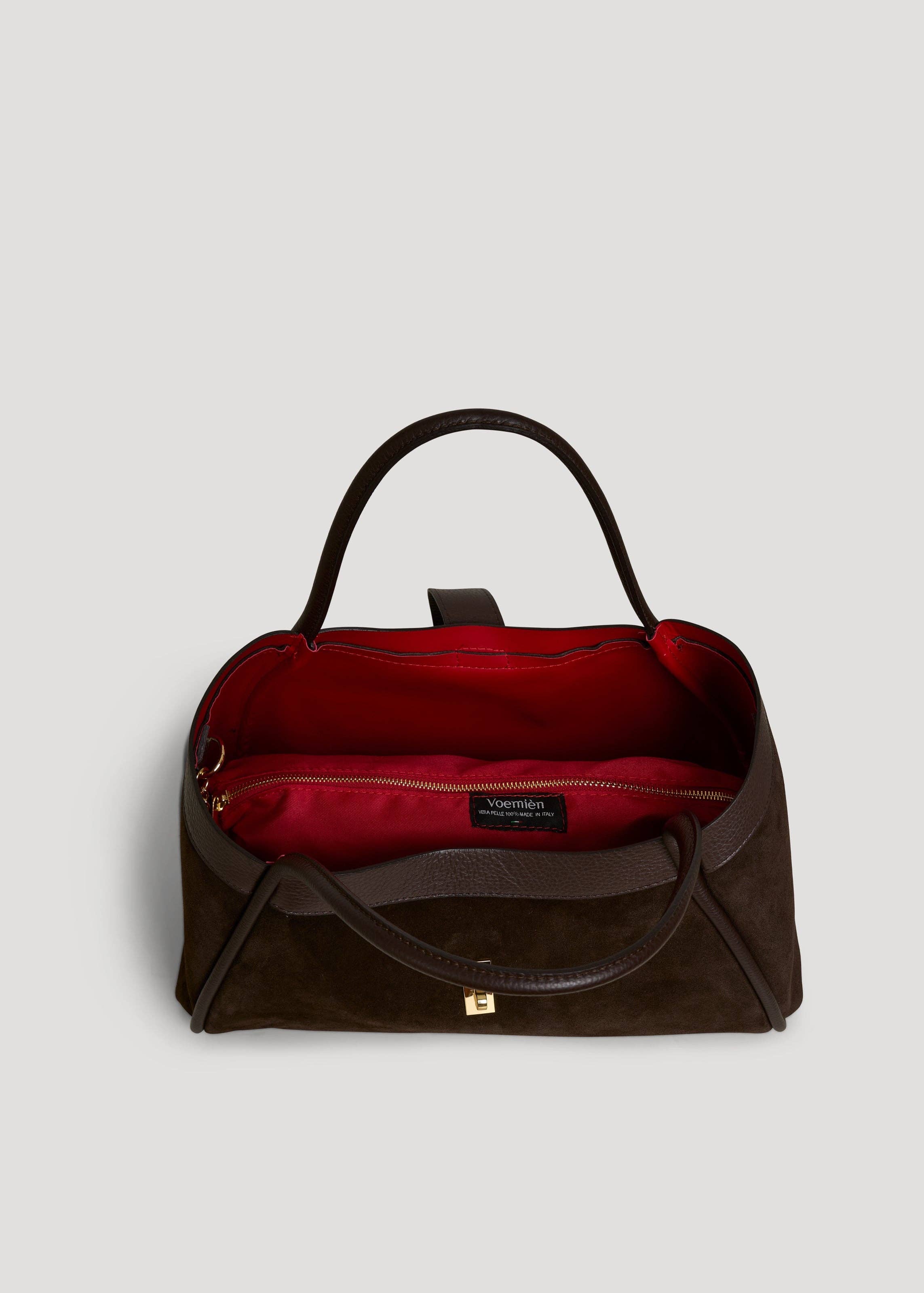 Voemièn - Vendita all'ingrosso Borsa con manico - Donna - Borsa Mayfair in camoscio marrone scuro e pelle Togo5