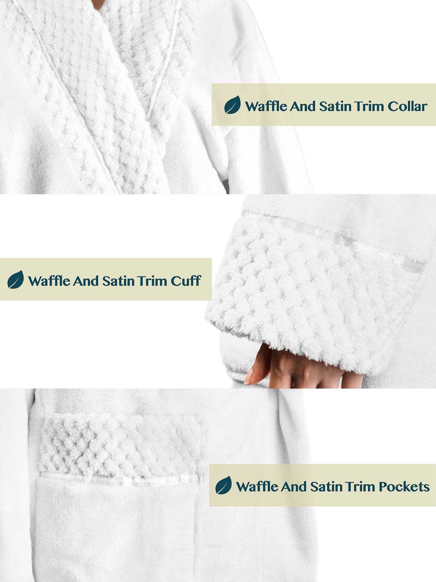 Pavilia - Wholesale Badjas - Dames - Damesbadjas van fleece met satijnen en wafelkanten33