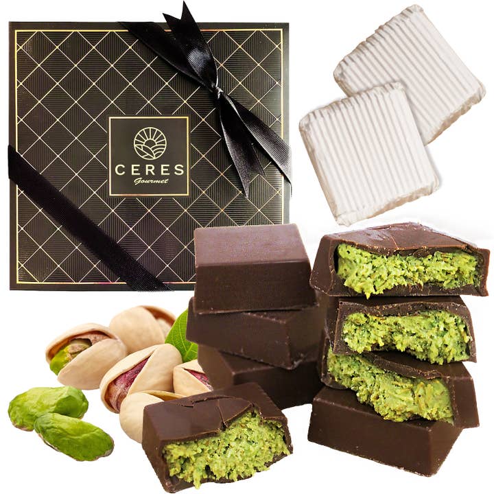 Ceres Gourmet - Wholesale Chocolate Bar - Dubai Pistachio Knafeh Chocolate Bitesize 16 Pcs- 11.3oz