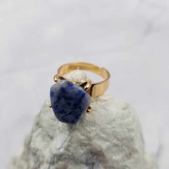 The Pretty Jewellery - Wholesale Single Stone/Solitaire Ring - Adjustable Crystal Ring Dainty Gemstone Ring