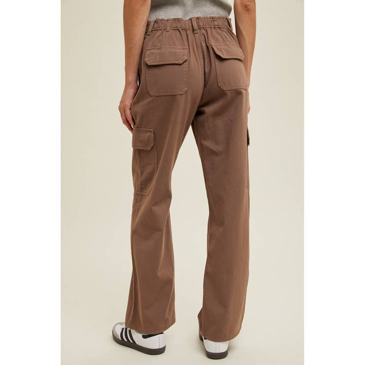 MOCHA STRAIGHT LEG CARGO PANTS / WL24-9186 for wholesale on Faire