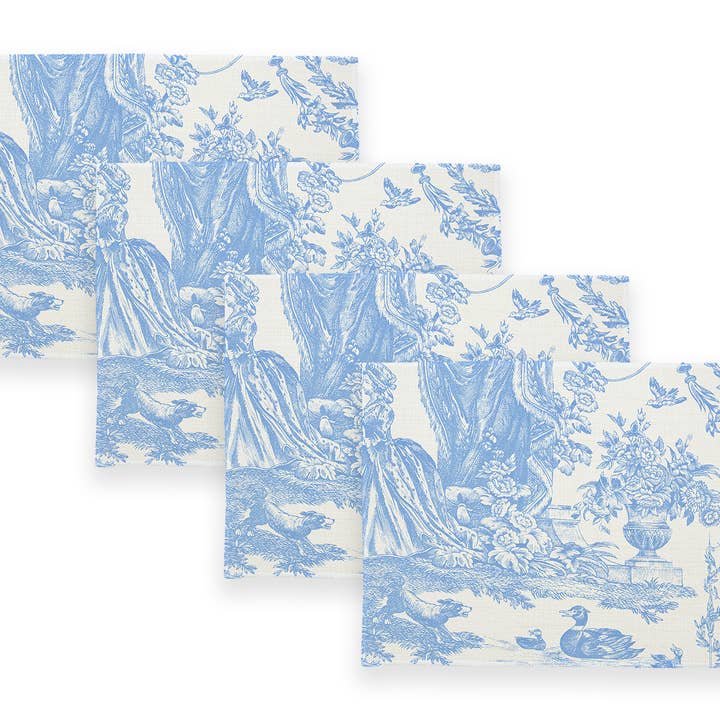 Marye-Kelley – wholesale Placemat – Blue Toile Linen Placemats
