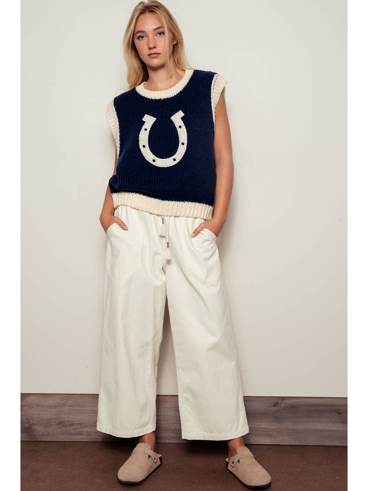 Urban Daizy - Wholesale Sweater Vest - Women's - Western Horseshoe Crochet Knit Ribbed Trim Sweater Vest16