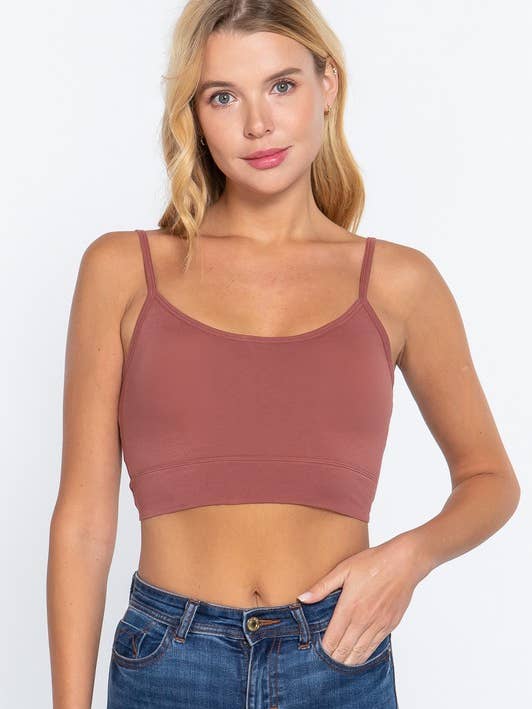 Active Basic | Active USA - Wholesale Camisole - Women's - Round Neck Removable Bra Cup Twisted Back Cami Top