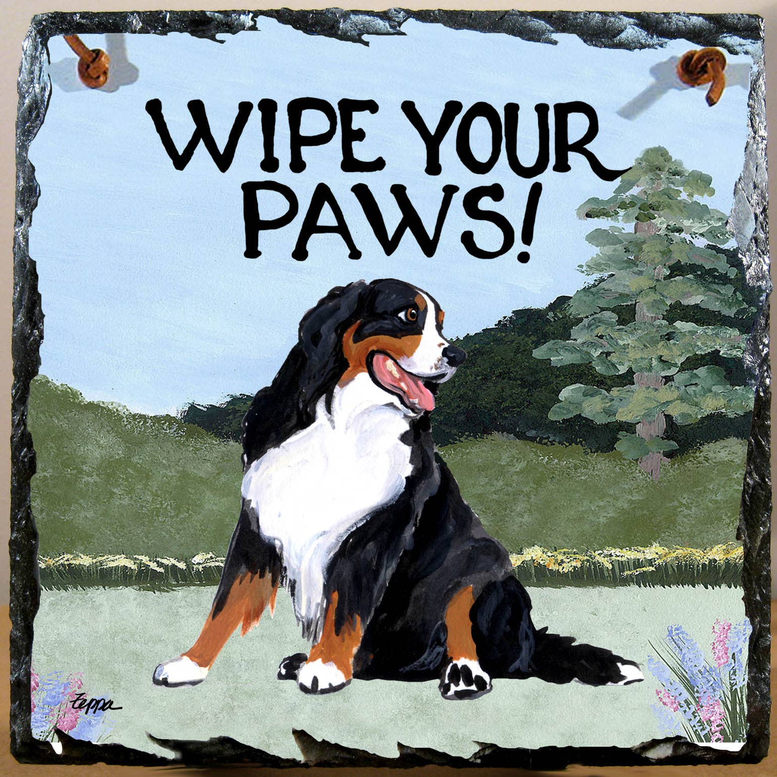 Zeppa Studios - Wholesale Sign - Bernese Mountain Dog Hanging Slate Tile0
