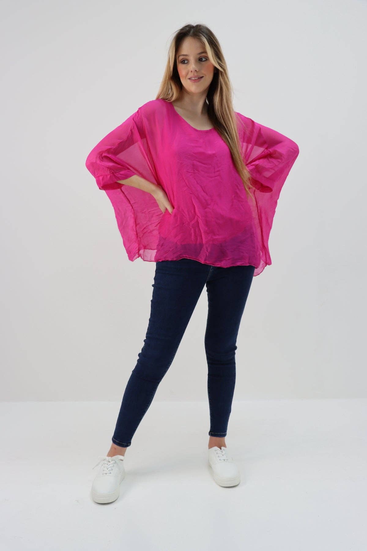 Miss Bold - Wholesale Tunic - Women's - Italian Plain Batwing Silk Tunic Top19