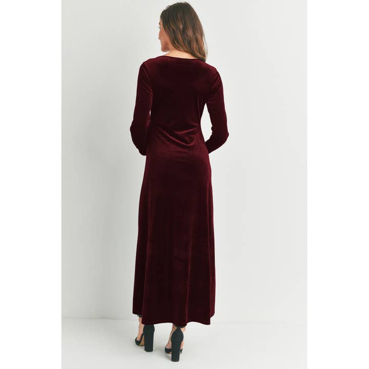 Hello Miz - Wholesale Dress - Maternity - Velvet Long Sleeve Maternity Midi Dress
