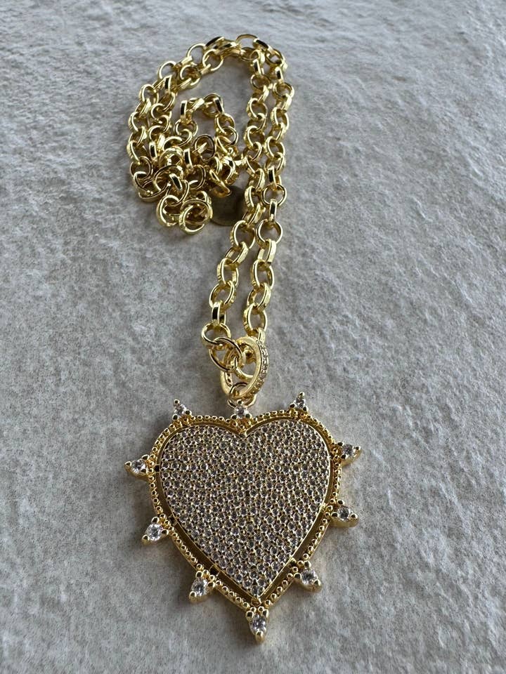 Radiant Golden Heartburst Necklace for wholesale by Loulu Designs