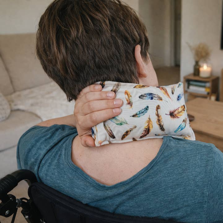 Pack Réutilisable Chaud/Froid de Riz Zen - Plumes pour la vente par The Zenful Artist