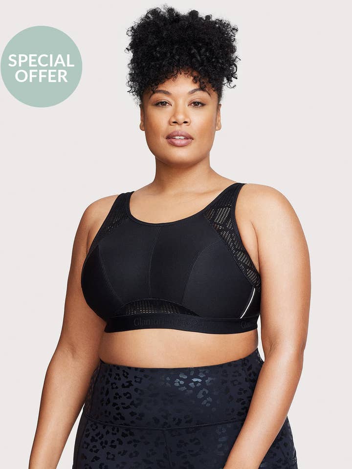 No-Sweat Mesh Sports Bra Black for wholesale by Glamorise