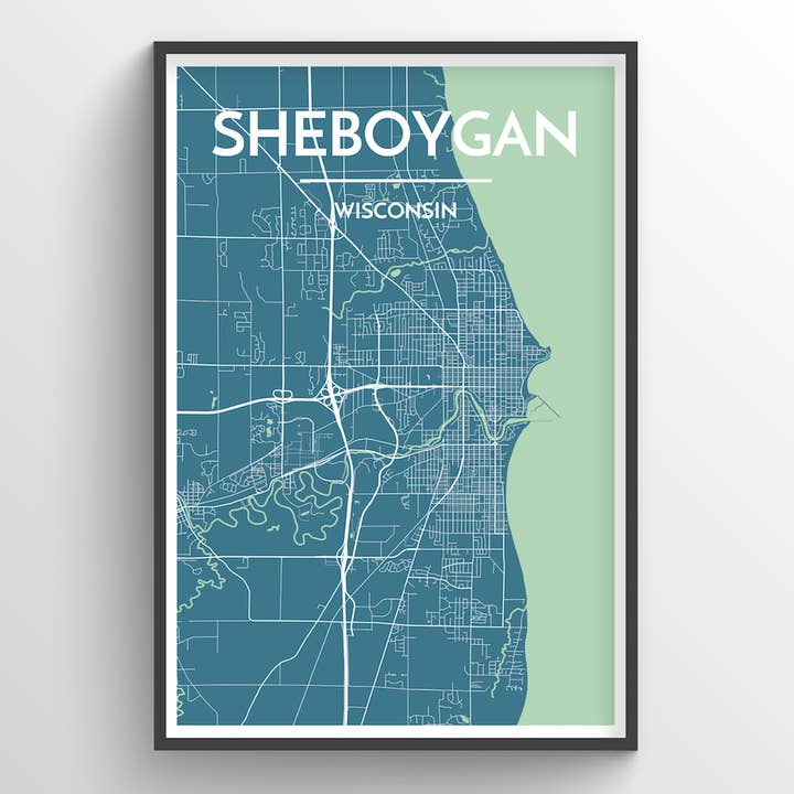 Sheboygan, WI City Map pour la vente par Point Two Design Group