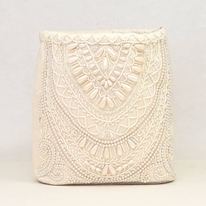 Mala de Pérolas Ornamentada Clementine - Cru por atacado de Schmuckoo Berlin