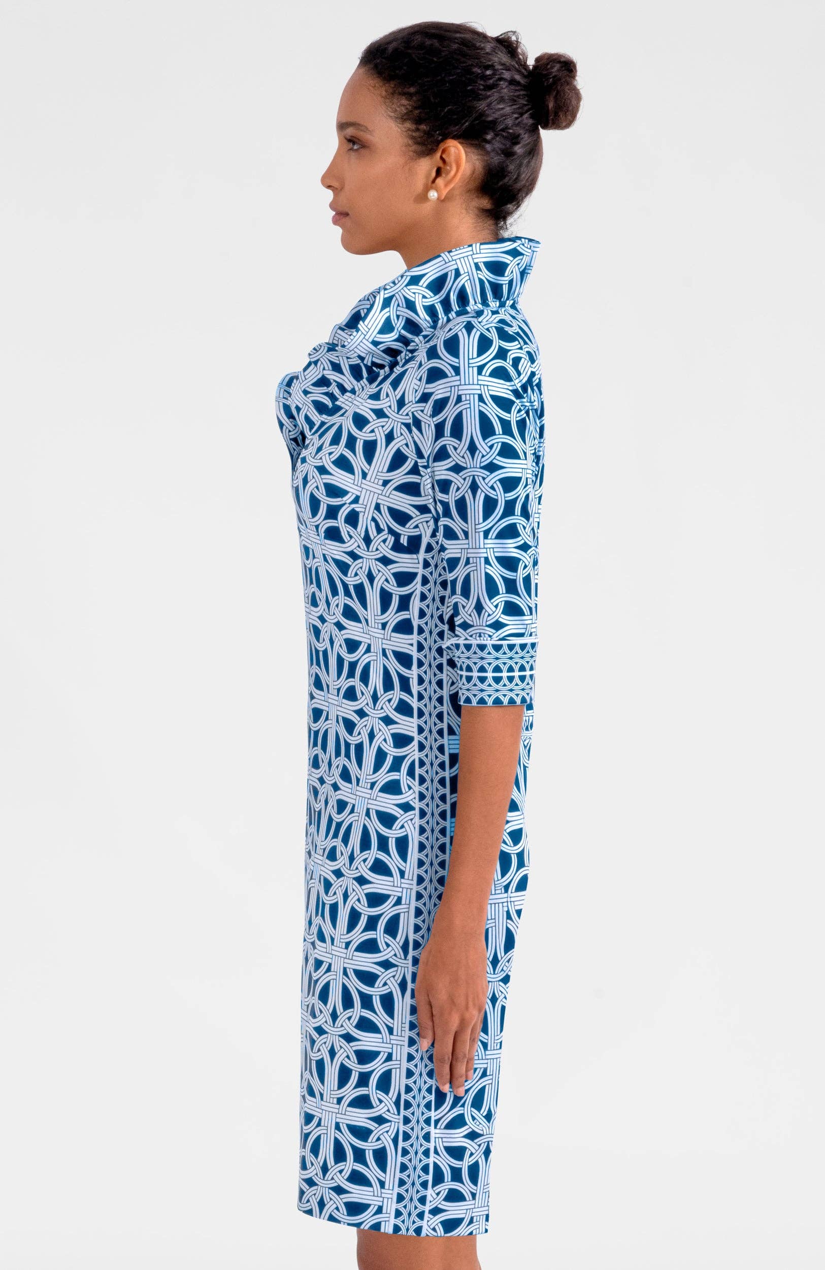 Gretchen Scott LLC - Wholesale Dress - Women's - Jersey Ruffneck Dress - Ring Toss9