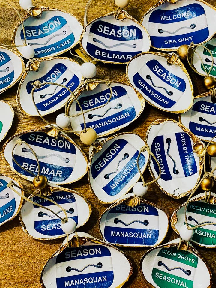 Jersey Shore Beach Badge Ornaments for wholesale by Shore Hustle