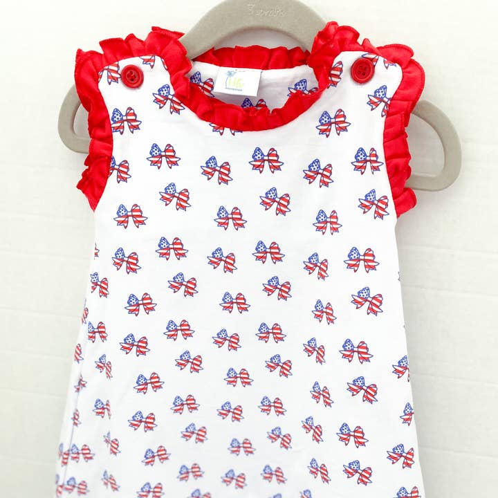 4th of July Bow Dress for wholesale by Huckleberry Hill Kids