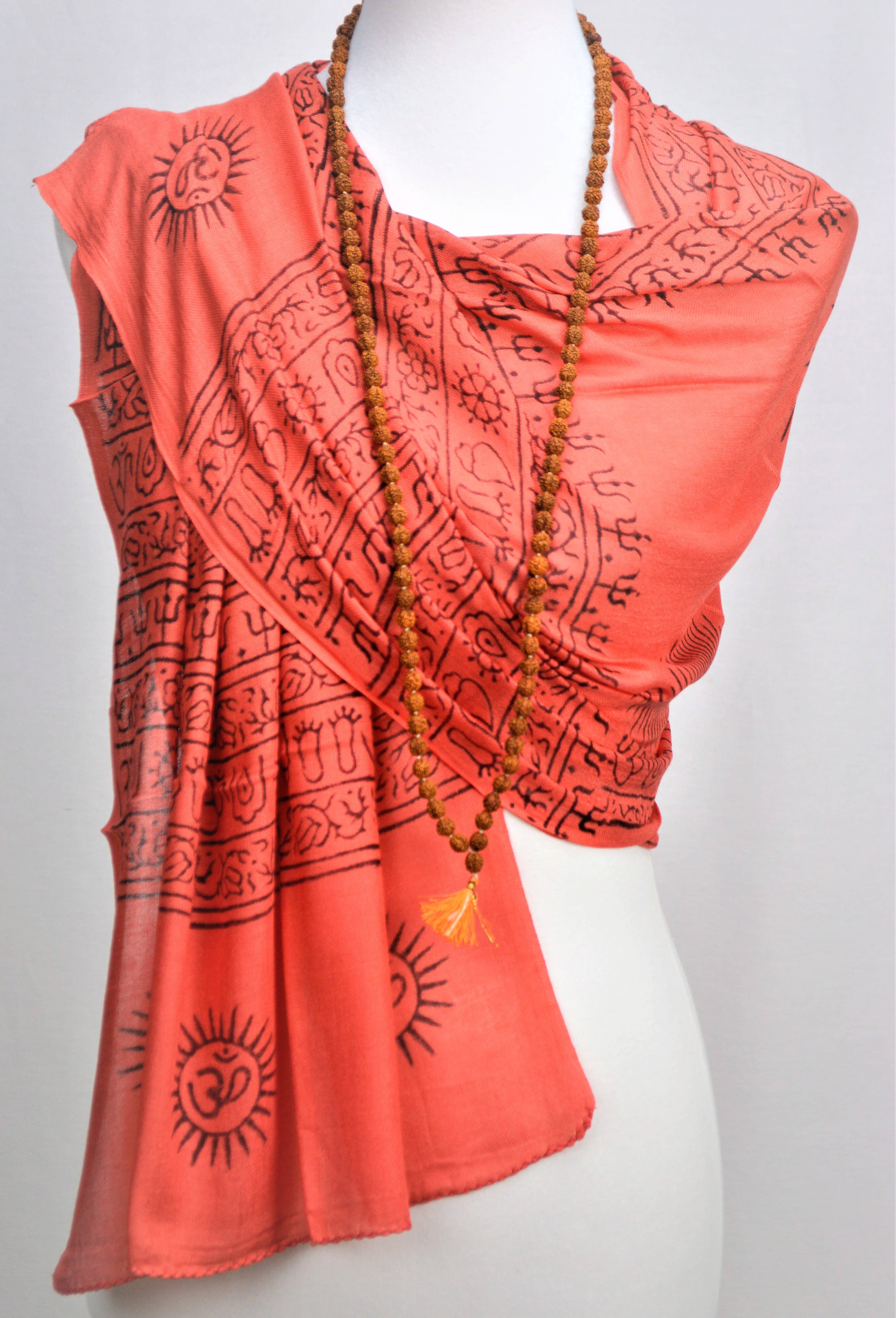 OMSutra – Cachecol - Mulher por atacado – OM Hand Block Bhakti Yoga Oração Sânscrito Hindu Mantra Shawl8